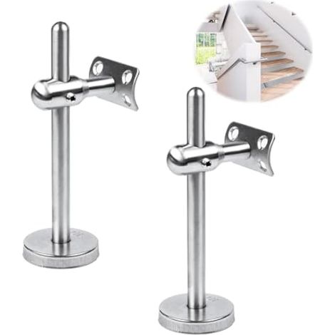 Support de main courante réglable en acier inoxydable, 2 pièces, pour escaliers, couloirs, salles de bains - Protection de sécurité (1/5)