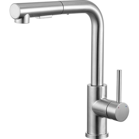 Mitigeur de Cuisine Brossé avec Douchette Extractible Robinets de Cuisine 2 modes de pulvérisat en Acier inoxydable