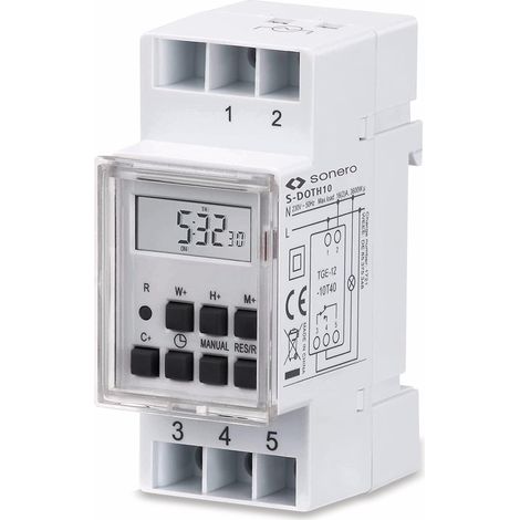 SONERO Digitale Zeitschaltuhr S-DOTH10, 3500 W, DIN-Schiene, weiß (1/5)