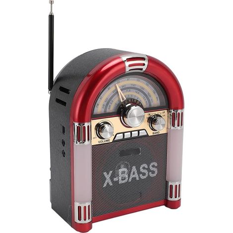 Tragbares AM FM SW Radio mit Bluetooth Lautsprecher, Retro V5.0 Lautsprecher 1200mAh wiederaufladbare USB Laufwerk Speicherkarte Wiedergabe, Kopfhörer Jack, justierbare Antenne (rot) (1/5)