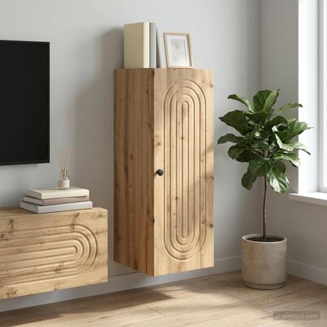 Armoire murale 2 étagères en bois d’ingénierie chêne artisanal 33 x 34,5 x 90 cm, 15.64kg - PANGIVO (1/5)