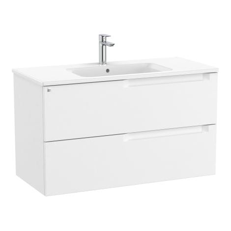 MUEBLE CENTRADO 1000MM ALEYDA 2 CAJONES + LAVABO BLANCO MATE