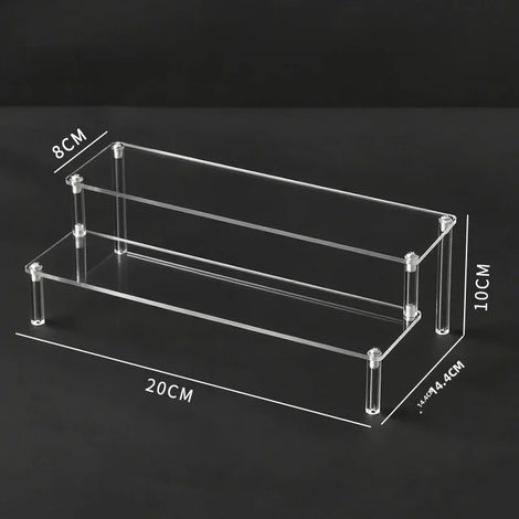 Présentoir en acrylique à 1-4 niveaux pour cupcakes, parfums, poupées, boîte trapézoïdale transparente et anonyme, durable (1/5)