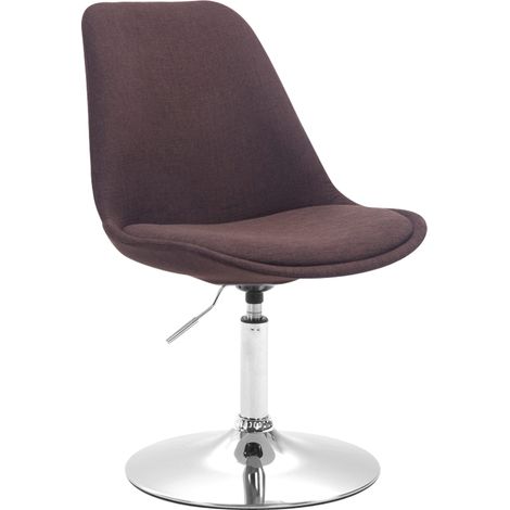 Sedia per sala da pranzo x1 girevole e regolabile in altezza in tessuto marrone e piede a tromba in metallo cromato 100003785