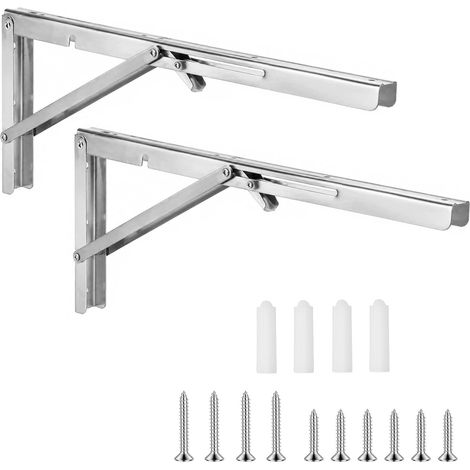 Lot de 2 Équerres Pliantes pour étagère murale, 500 mm, en acier inoxydable (1/5)