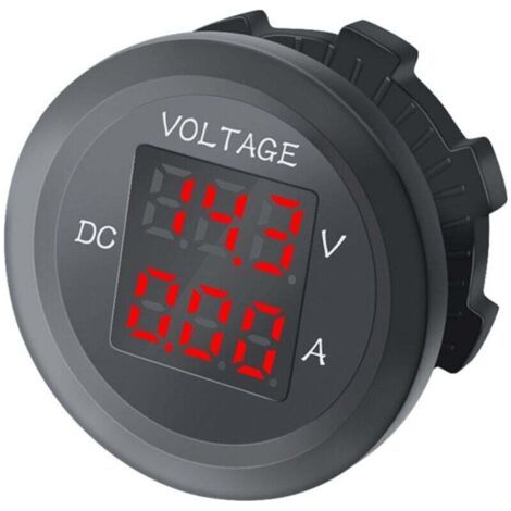 Voltmetro digitale DC 12 V / 24 V, amperometro doppio, indicatore di tensione impermeabile rosso per auto e imbarcazioni, universale. (1/4)