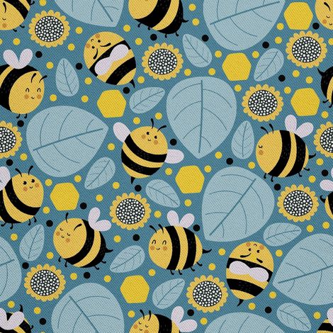 Tela decorativa para exteriores Oxford - Motivo de abeja y hoja I DX368 (1/5)