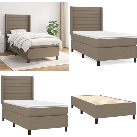 Boxspringbett mit Matratze Taupe 90x200 cm Stoff - Boxspringbett - Doppelbett - Bettenrahmen - Lattenrost - Matratze - Home & Living