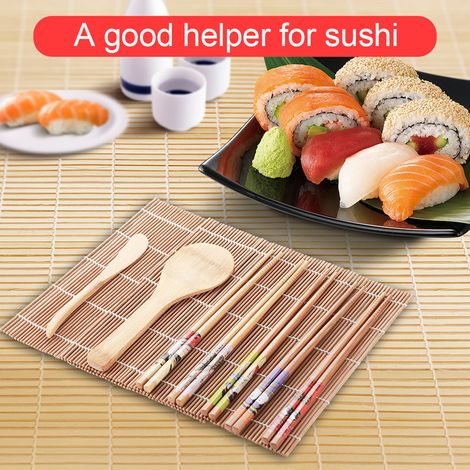13-teiliges Bambus-Sushi-Set, selbstgemachtes Sushi-Besteckset, Geschenk für Kochbegeisterte, Zubehör für Familienmahlzeiten im Büro oder auf Partys. (1/5)