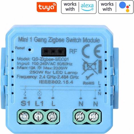 Beyamis Module interrupteur ZigBee 1 voie - Commande vocale Google Home via application mobile (1/5)