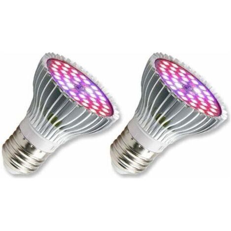 Lampadina LED pour la coltivazione di piante E27, 30 W E27 con 40 LED a pettro completo, AC 85-265 V, lampada per la coltivazione di flores da interno per giardino/idroponica/acquario, confezione da 2 (1/4)
