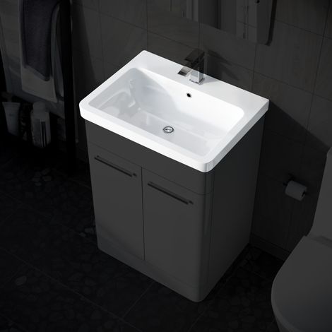 600mm White Ceramic Mid-Edge Basin comes with Single Tap Hole and Overflow (1/5)