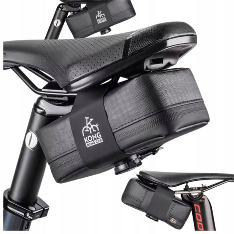 Bolsa para sillín de bicicleta KONG, negra, impermeable, 0,8 L (1/5)