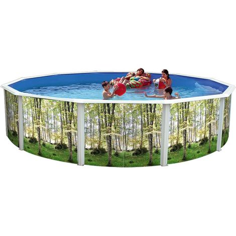 Kit piscine hors-sol acier Toi BOSQUE ronde Ø3.50 x 1.20m décor bosquet (1/4)