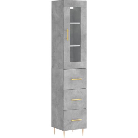Maison Exclusive - Credenza Grigio Cemento 34,5x34x180 cm in Legno Multistrato