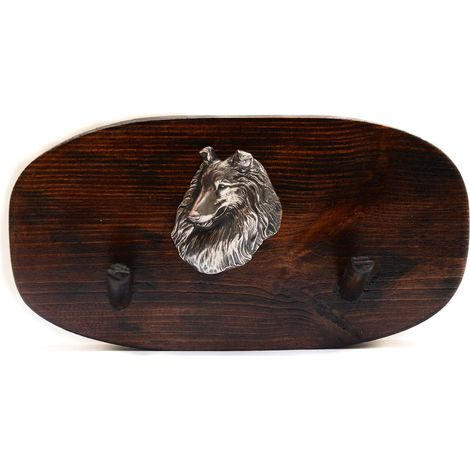 Collie de pelo largo: colgador de accesorios, colgador de medallas con un perro, ganchos para llaves de Art-Dog (1/5)