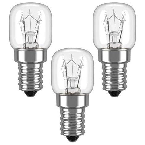 Ampoule Four E14 - Lot de 3 - Verre Renforcé 25W - Résistante 300°C Blanc Chaud - Pour Four Frigo Lampe Sel - Culot Vis Argenté (1/5)