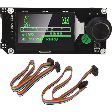 Carte de commande d'affichage graphique LCD intelligent Mini12864 V3, contrôleur d'imprimante 3D avec emplacement pour carte de stockage et câble (1/5)