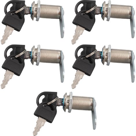 Lot de 5 verrous à came de sécurité de 30 mm (1,18 po) pour armoire, camping-car, tiroir, boîte aux lettres ou boîte à outils. (1/5)