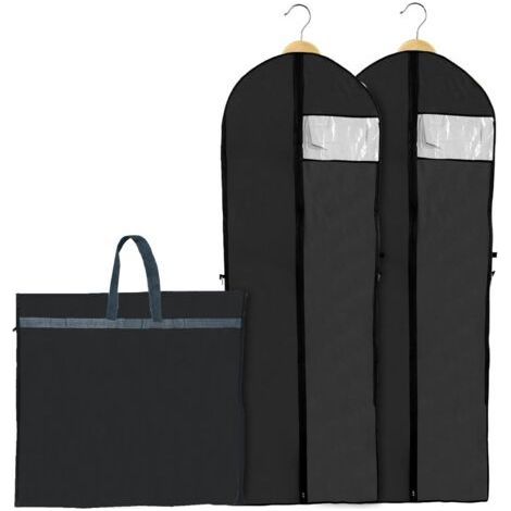 Stück faltbare Kleidersäcke 180 x 60 cm, atmungsaktive, staubdichte Schutzhülle für lange Abendkleider, Brautkleider und Anzüge (Schwarz) (1/5)