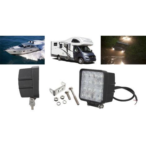 TRADE SHOP - Faro Supplementare Profondità 12v 16 Led 48w Auto Fuoristrada Quadrato 6000k - (1/5)