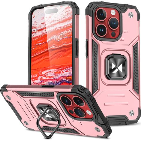 Custodia corazzata con supporto per dito per iPhone 15 Pro Max Ring Armor, oro rosa (1/5)
