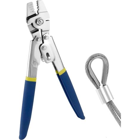 Pince à sertir les câbles en acier inoxydable, pour sertir câbles métalliques, jusqu'à 2.2 mm, avec poignées antidérapantes et fonction de coupe (1/5)