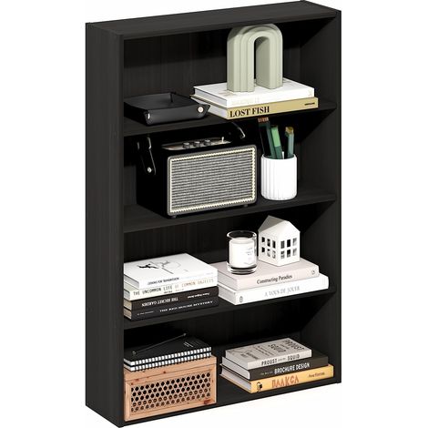 Étagère, Bibliothèque À 4 Niveaux avec Étagère Ouverte, Étagère De Rangement Cubique, 6 X 24 X 35, pour Salon, Chambre, Bureau, Expresso (1/5)