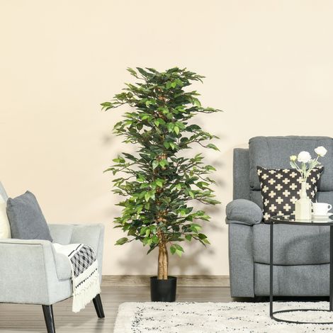Ficus artificial decorativo 150 cm, planta verde en maceta, sin mantenimiento OKMYHOME (1/5)