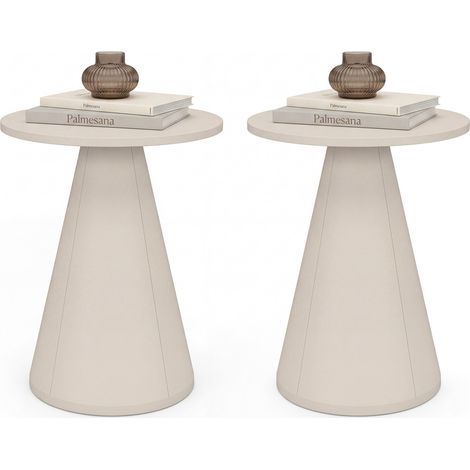 2er-Set runde Beistelltische, Sofatische, Nachttische ELEONORE 40 cm, Metall, beige (1/5)