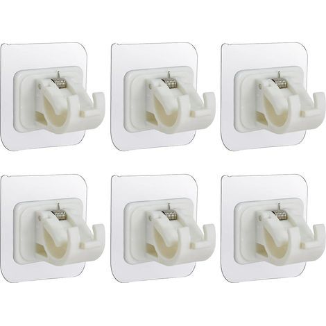 Soporte para barra de cortina de 6 piezas, barra de soporte autoadhesiva ajustable, barra de cortina autoadhesiva sin perforación con fuerte adhesión, riel para toallas, barra de cortina (1/5)