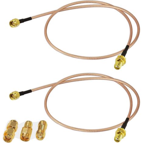 2 Pièces Câble d'extension SMA Antenne Femelle à Mâle Câble Coaxial RF RG316 30cm 50ohms Câble d'Antenne WIFI Faible Perte pour 3G 4G Routeur sans fil + 3 Pièces Adaptateurs SMA Kits