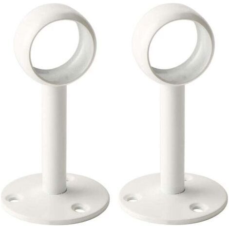 2 Pcs Diameter 26 mm Curtain Rod Bracket Wardrobe Rod Bracket with Screws Ceiling Bracket for Curtain and Wardrobe, Glossy White Stainless Steel (1/4)