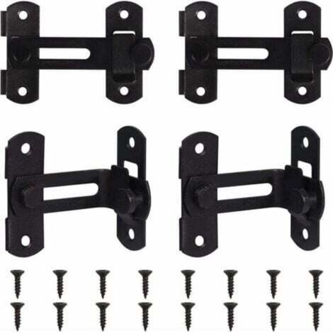 4PCS Flip Barn Door Lock Latch Stainless Steel French Sliding Double Gate Latch 90 Degree Safety Door Bolt Latch Lock for Bathroom Garden Outdoor Garage Wine Cabinet Closet Sliding Door Curved Door