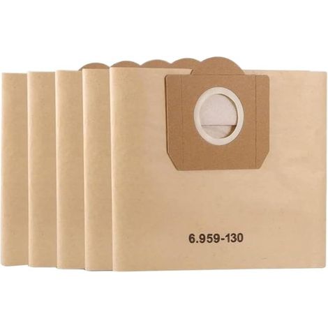 Staubsaugerbeutel passend für Kärcher 6.959-130.0 WD3 WD3P MV3, Ersatz-Papierfilterbeutel für Nass- und Trockensauger (5 Stück) (1/5)