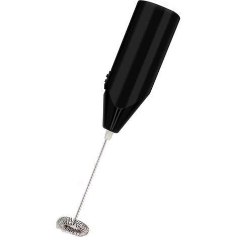 Mousseur à lait électrique portable en acier inoxydable, pour café et œufs, noir. (1/5)