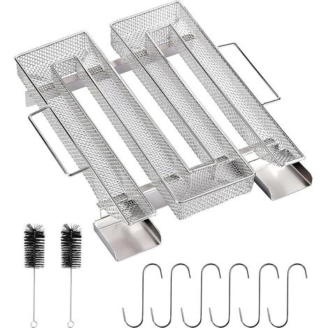 Générateur de Fumée Froide, Fumoir a Froid avec Brosse et Crochet Réutilisables Générateur de Fumée Froide avec Anse Générateur de Fumée en Acier Inoxydable pour Fumoir Barbecue 22,5x22,5x4,5 (1/5)