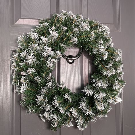 55cm Premier Christmas Snow Tipped Green Pine PVC Door Wreath (1/4)