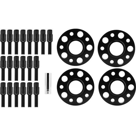 Entretoises de roue de 20 mm à centrage sur moyeu, entraxe 5x112 mm, compatibles avec S4/S5/S6/SQ5/ALLROAD/A7 (noires) (1/5)