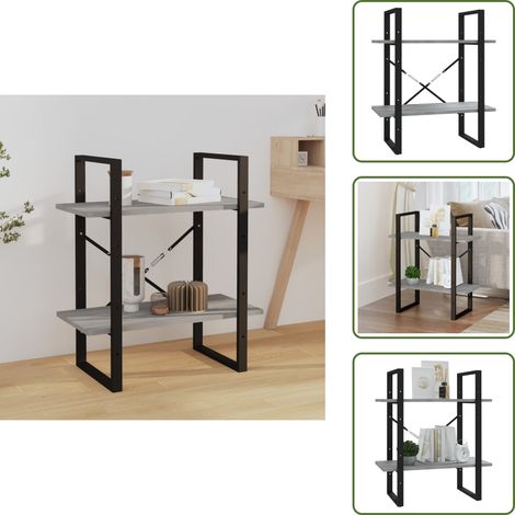 The Living Store Libreria a 2 Ripiani Grigio Sonoma 60x30x70cm Legno Multistrato - Scaffale