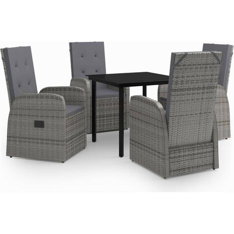Maison Exclusive - 5-tlg. Garten-Essgruppe mit Kissen Grau