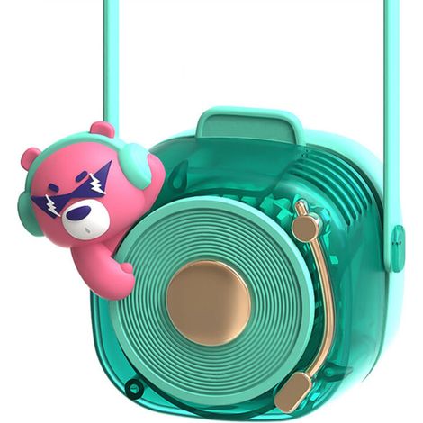 Ventilateur de cou sans pales, rechargeable USB, 3 vitesses, portable et léger pour extérieur - Bleu