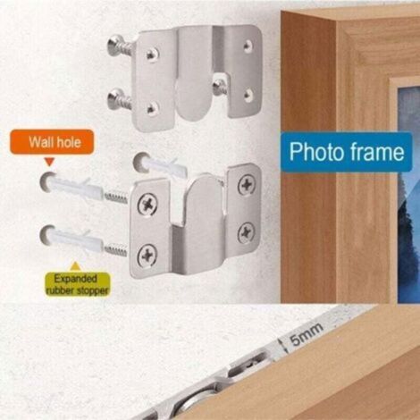Crochets Pour Tableaux - Acier Inoxydable 2 mm - Pour Cadres Photo Art Tableaux Miroirs Horloges - 20 Paires (1/5)