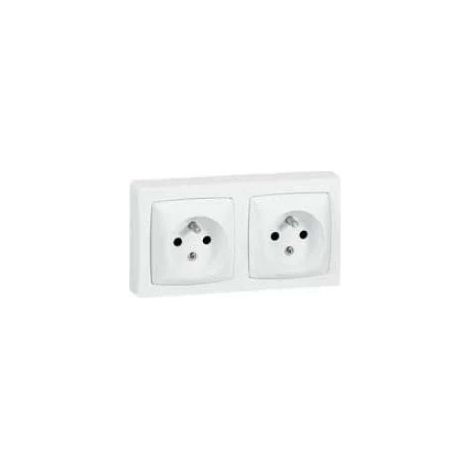 Legrand - Oteo - Double prises de courant 2P+T 16A 230V - Blanc - Ref : 086076L
