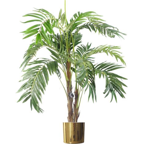 120cm Realistic Artificial palm tree with pot with Gold Metal Planter (1/4)