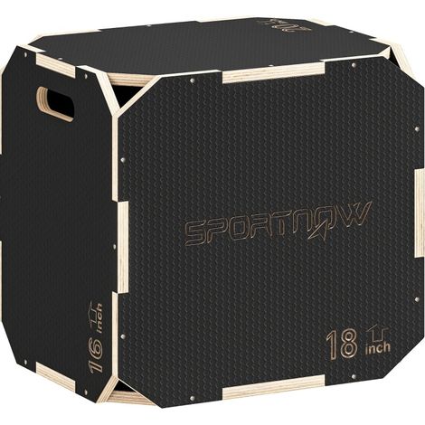 Box pliometrico in compensato nero con bordi arrotondati e maniglie laterali (1/3)