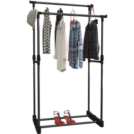 Appendiabiti doppio Ergo con vano porta scarpe, nero, 77x39x157 cm, 7house