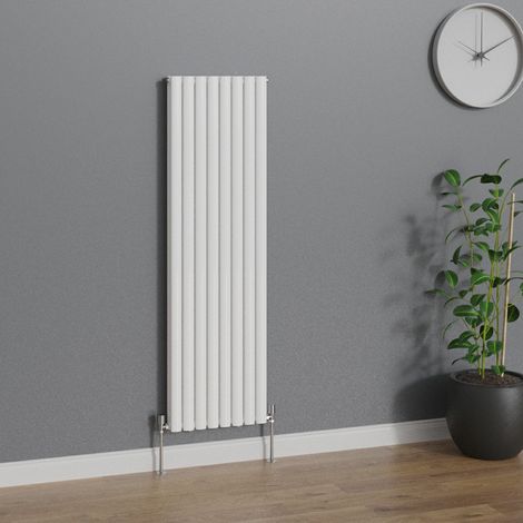 WarmeHaus Vertical Oval Double Panel White Radiator 1600x472mm