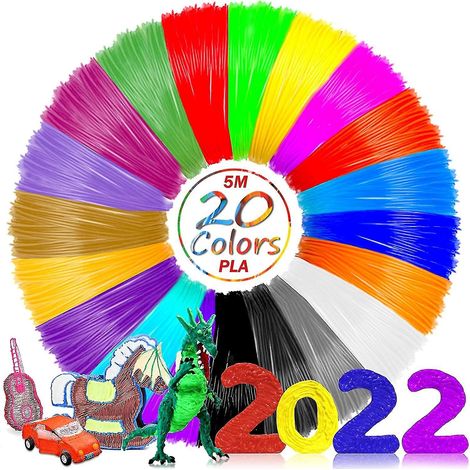 3d Pen Filament Pla,20 Colors Pla Filament 1.75mm 3d Pen Filament For Compatible With Most 3d Printing Pens And Printers(5m Per Roll) (1/5)