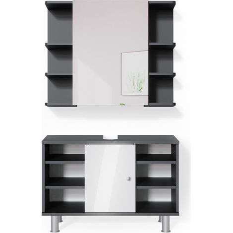 Badmöbel-Set Fynn, Anthrazit, 2 Teile, Unterschrank 80 cm, Vicco
